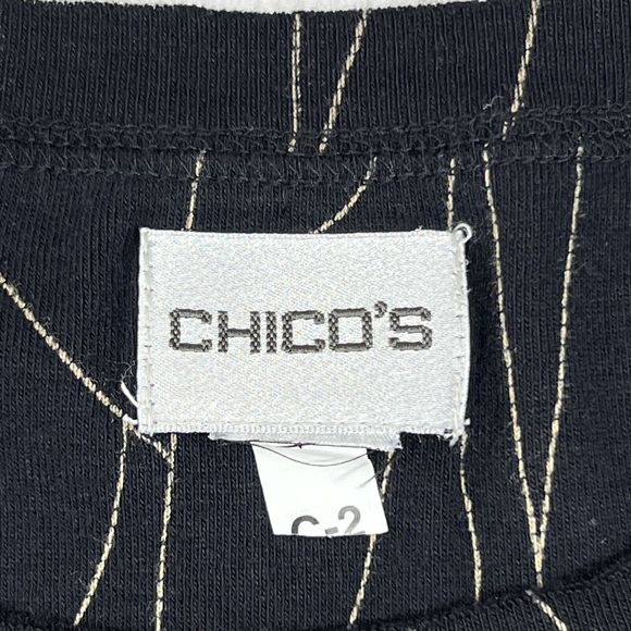 Chico’s Shirt Women's L T-shirt Black Wearable Art Colorful Long Sleeve Pullover - Picture 4 of 17